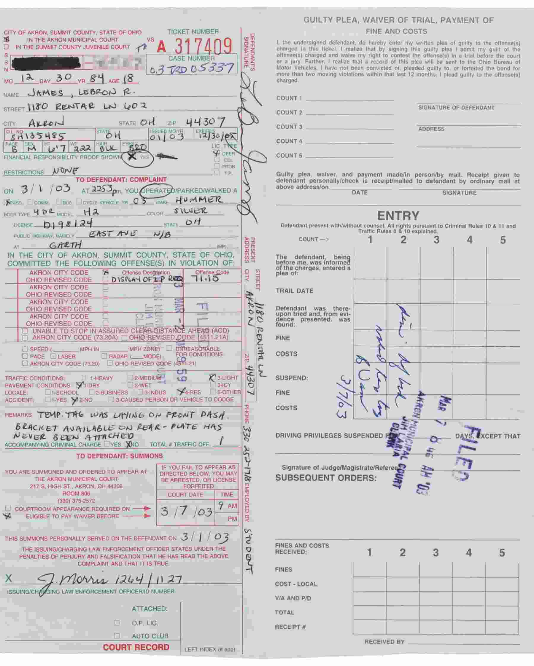 LeBron-James-Lakers-traffic-ticket-2003