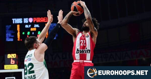 Dorsey scores 30 as Olympiacos beats Zalgiris and loses Keenan Evans again