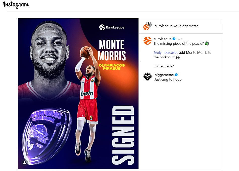 Monte-Morris-Olympiacos-Instagram