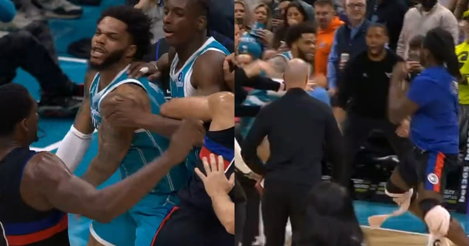 Duren-Bridges-Diabate-Stewart-Hornets-Pistons-fight