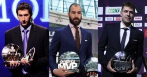 Dimitris-Diamantidis-Vassilis-Spanoulis-Sasha-Vezenkov-EuroLeague-MVPs