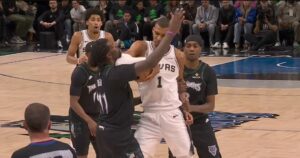 Naz-Reid-Victor-Wembanyama-Minnesota-Timberwolves-San-Antonio-Spurs-elbow